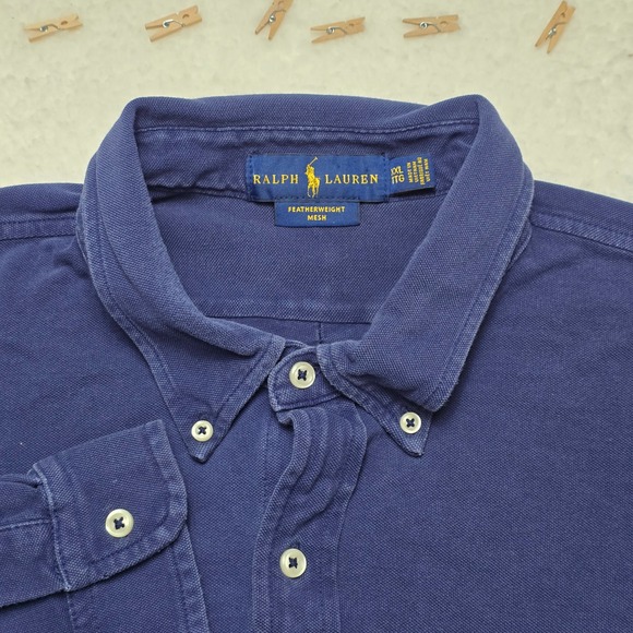 Ralph Lauren Featherweight Mesh Button Down Shirt Long Sleeve - Mens - Picture 5 of 14